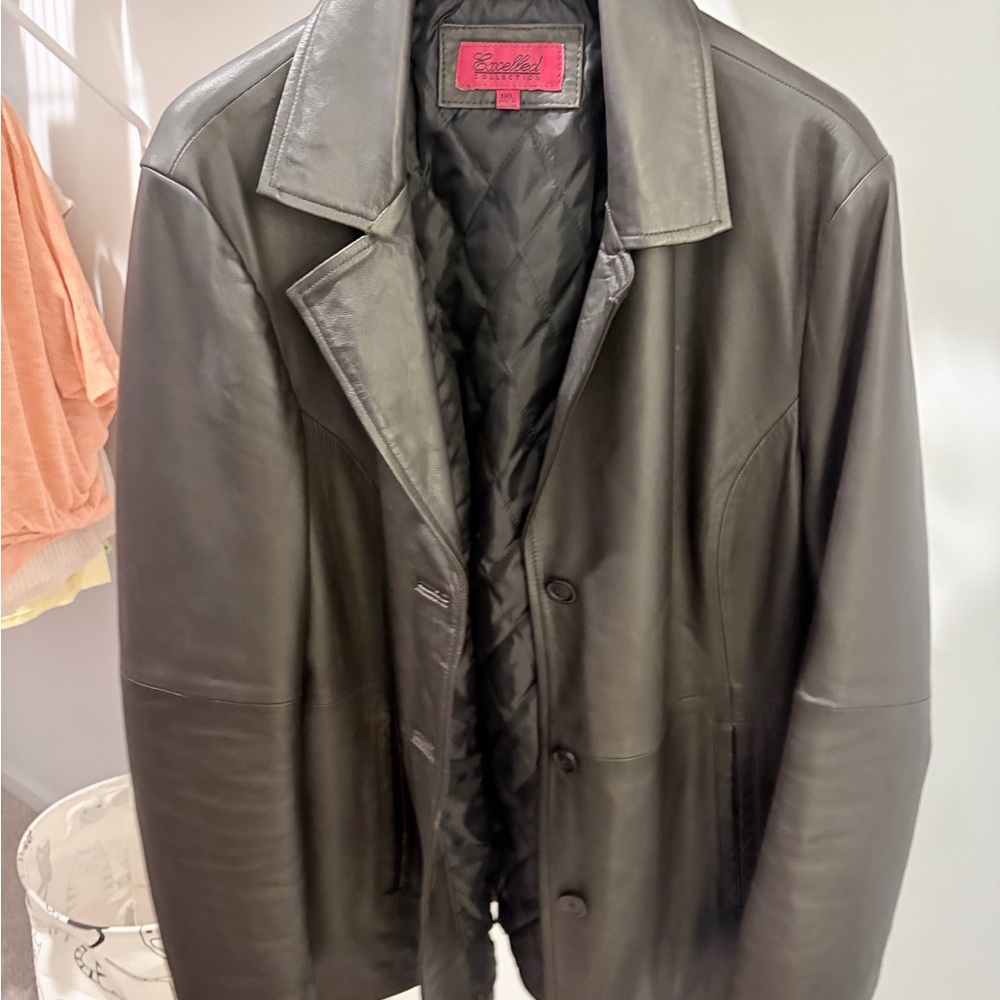 Women’s 1XL Brown Leather car coat